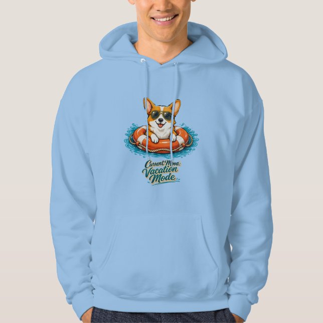 Sudadera Cute Corgi Summer Vacation Mode Hoodie | Funny Bea (Anverso)