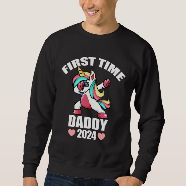 Sudadera Cute Dabbing Unicorn  For Men First Time Daddy Dad (Anverso)