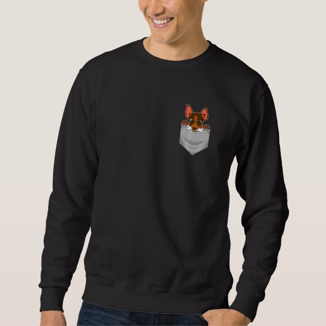 Sudadera Cute dachshund dog with bone in shirt pocket breas (Anverso)