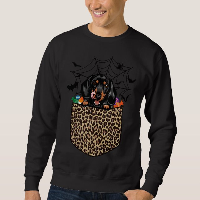 Sudadera Cute Dachshund Perro Lover Leopardo Dachshund Hall (Anverso)