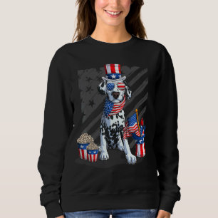 Sudadera Cute Dalmatian 4 de julio Bandera Americana Gafas 