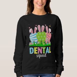 Sudadera Cute Dentist Tooth Bunny Easter Eggs Dental Squad