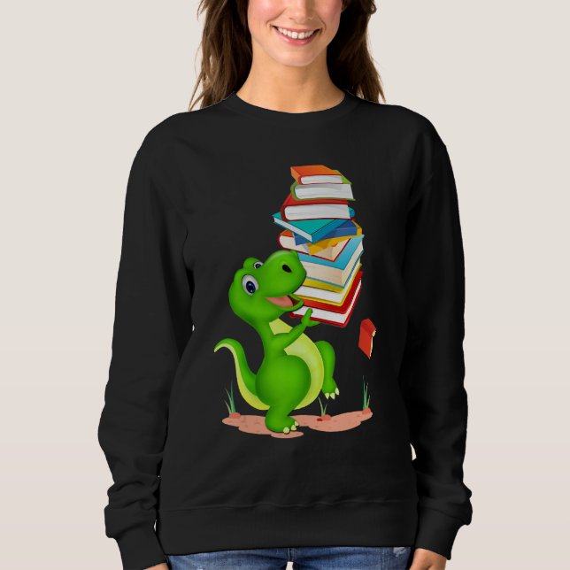 Sudadera Cute Dinosaur Book Reading For Women Men (Anverso)