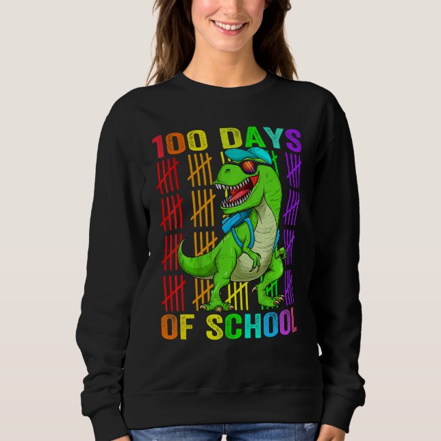 Sudadera Cute Dinosaur Student Boys Kids Gift 100 Days Of S (Anverso)