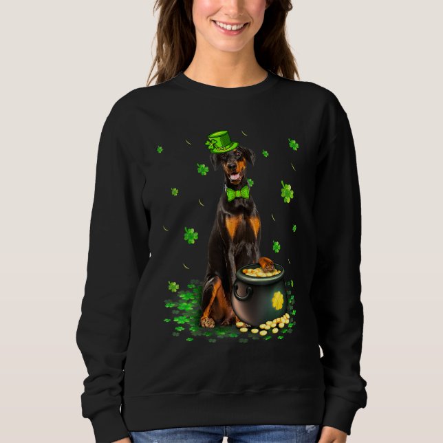 Sudadera Cute Doberman Perro Lover St Patricks Day Shamrock (Anverso)