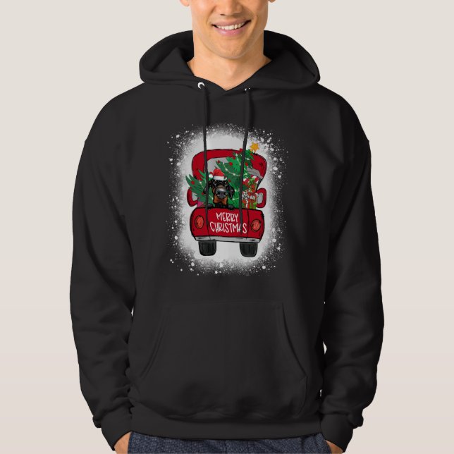 Sudadera Cute Doberman Pinscher Camión Rojo Feliz Navidad B (Anverso)
