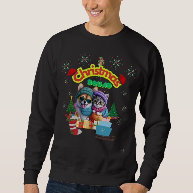 Sudadera Cute dog and cat Christmas squad design  (Anverso)