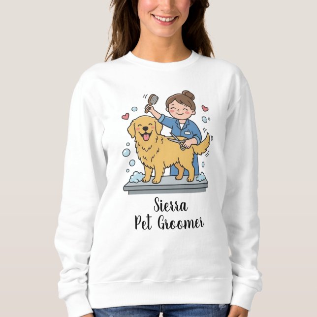 Sudadera Cute Dog Groomer Golden Retriever Business Print (Anverso)
