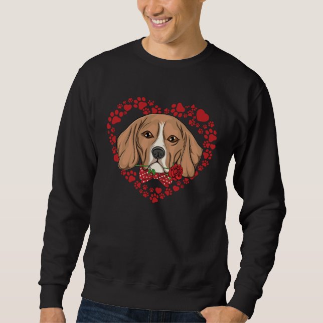 Sudadera Cute dog Valentines Heart pattern cute Valentine B (Anverso)