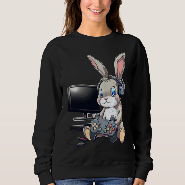 Sudadera Cute Easter Bunny Gamer For Boys and Girls Kids Ga (Anverso)