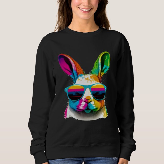 Sudadera Cute Easter Bunny Rabbit wearing Sunglasses (Anverso)