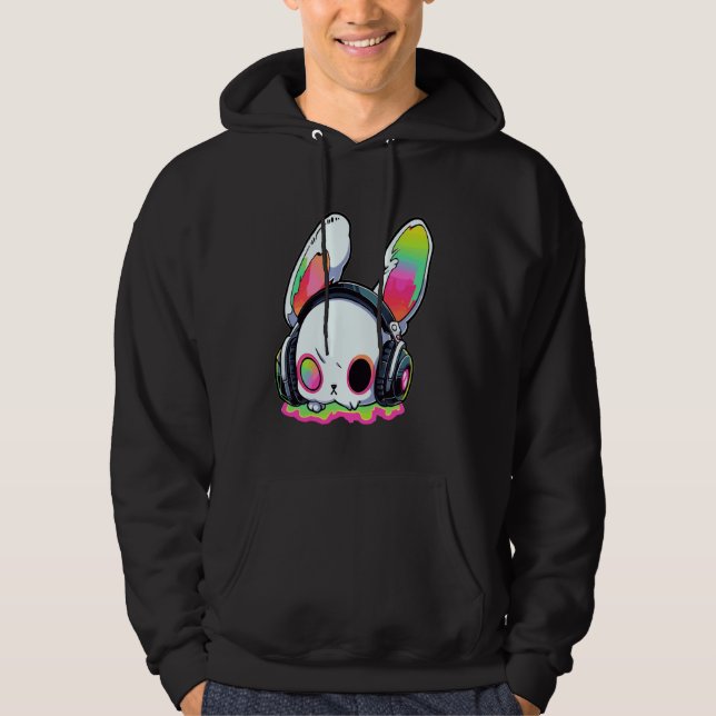 Sudadera Cute EDM Bunny DJ Trippy Rave (Anverso)
