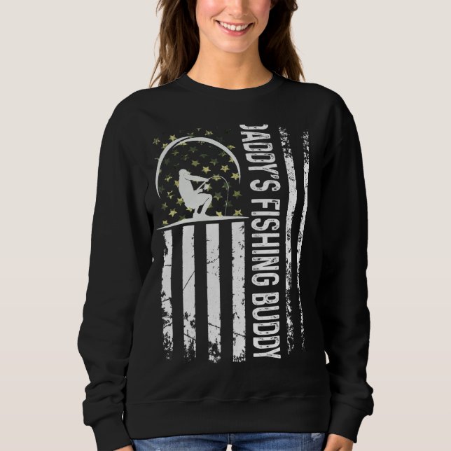 Sudadera Cute ee.Uu. Patriotic Daddy's pescando peces jóven (Anverso)