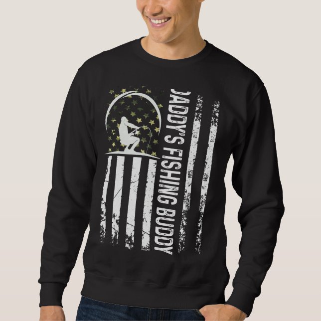 Sudadera Cute ee.Uu. Patriotic Daddy's pescando peces jóven (Anverso)