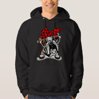 Sudadera Cute English Bulldog Navidad Rojo Cuadros Diadema