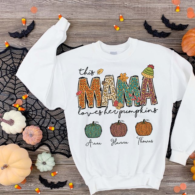 Sudadera Cute Fall Mamá ama su leopardo de calabaza (Subido por el creador)