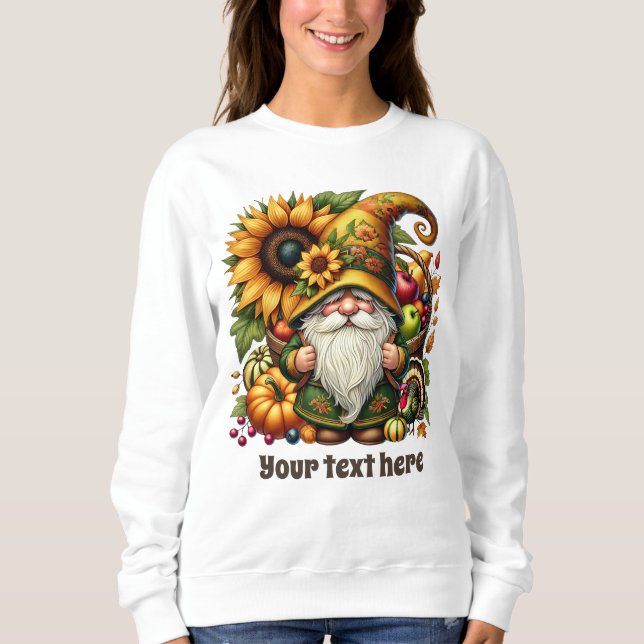 Sudadera Cute Fall Seasonal gnome add text  (Anverso)