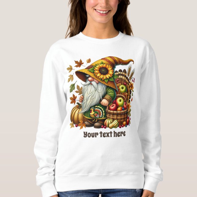 Sudadera Cute Fall Seasonal gnome add text  (Anverso)