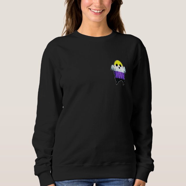 Sudadera Cute Fantasma No Binario Lgbt Halloween Fantasma L (Anverso)
