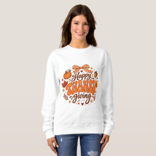 Sudadera Cute Feliz Día de Acción de Gracias Calabaza Hoja