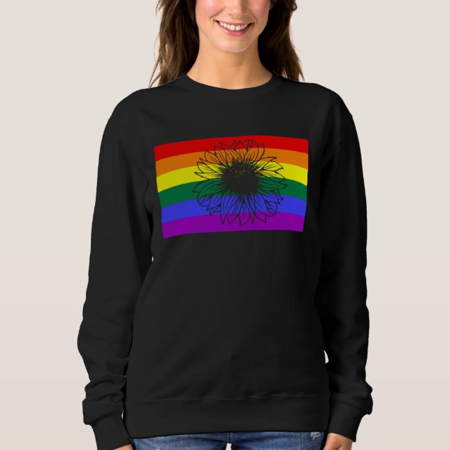Sudadera Cute Floral Sunflower LGBTQ Gay Pride Flag Queer F (Anverso)
