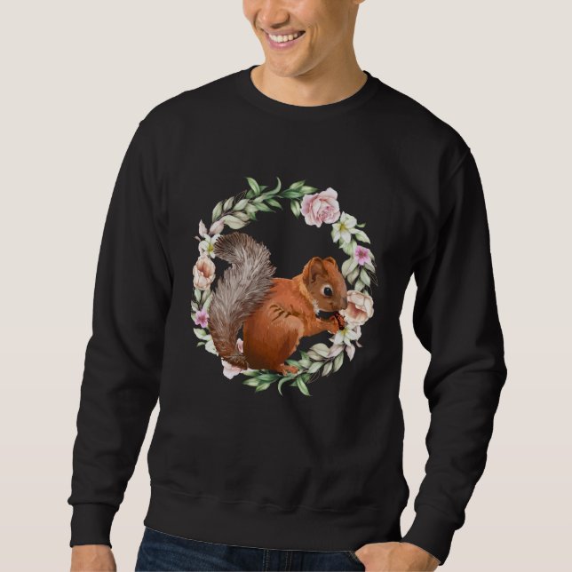 Sudadera Cute Flower Circle And Squirrel  Animal & Nature (Anverso)