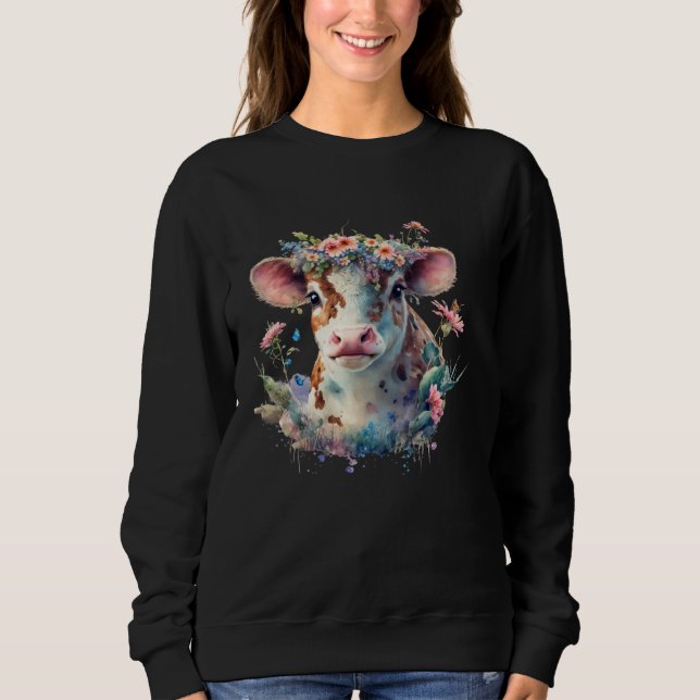 Sudadera Cute Flower Cow (Anverso)