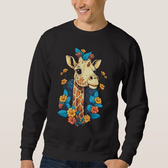 Sudadera Cute Flower Giraffe on summer Floral Giraffe (Anverso)