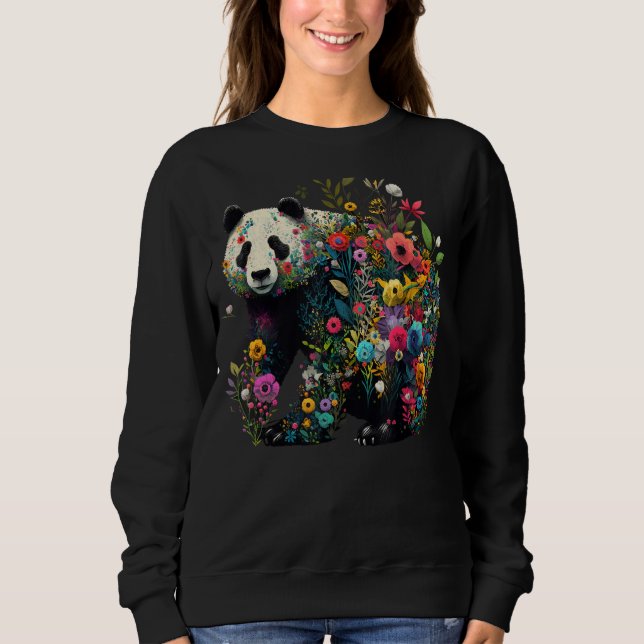 Sudadera Cute Flower Panda on summer Floral Panda 1 (Anverso)