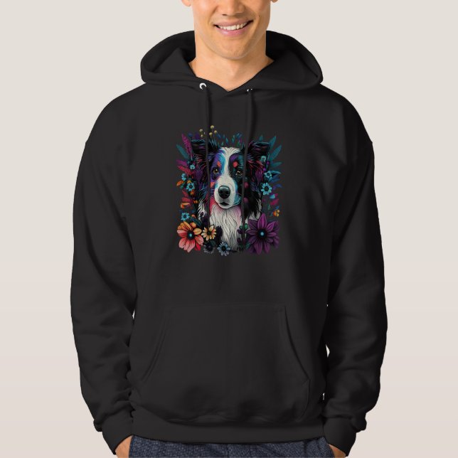 Sudadera Cute Flower summer Floral Border Collie 3 (Anverso)