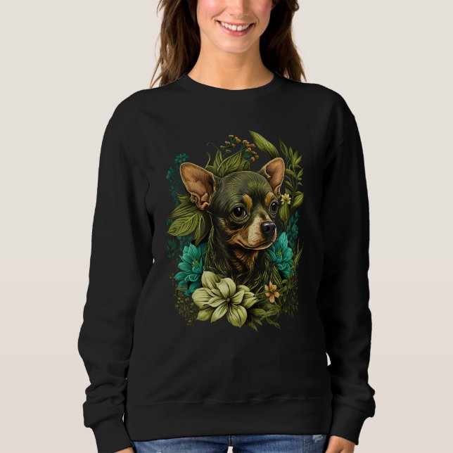 Sudadera Cute Flower summer Floral Chihuahua (Anverso)