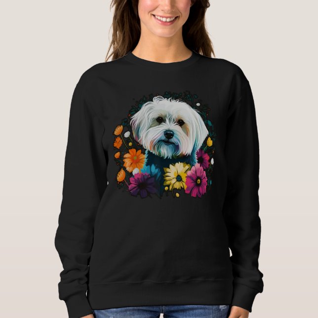 Sudadera Cute Flower summer Floral Maltese dog 1 (Anverso)