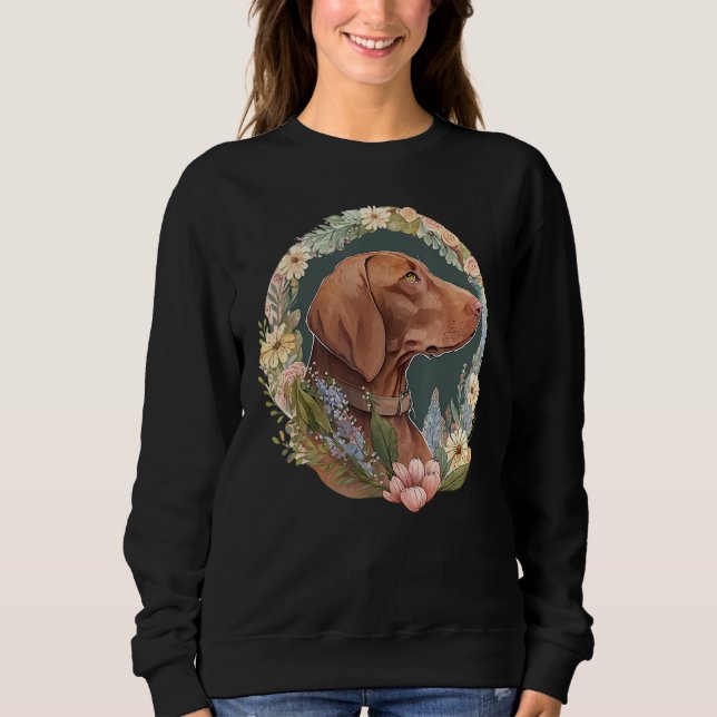 Sudadera Cute Flower summer Floral Vizsla 3 (Anverso)