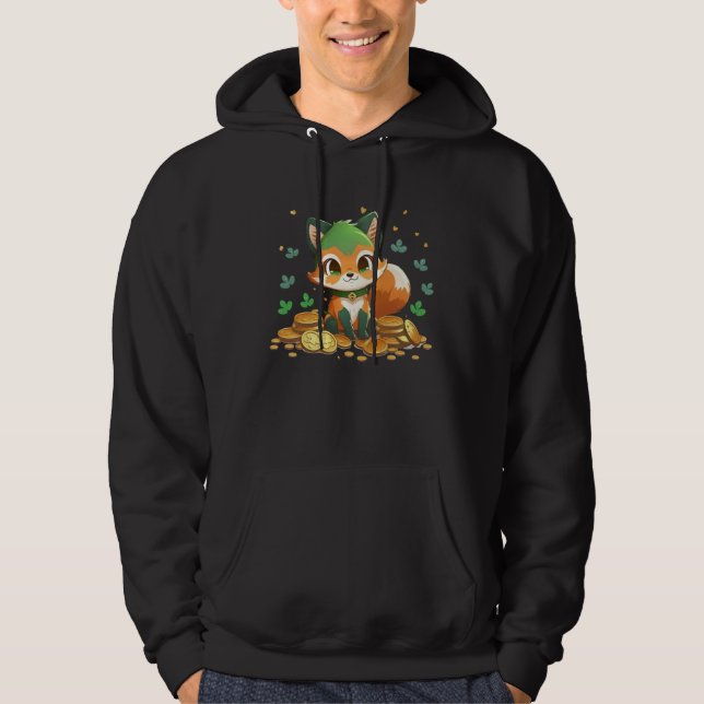 Sudadera Cute Fox and Gold Coins St Patrick s Day Fox   1 (Anverso)