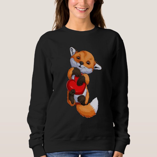 Sudadera Cute Fox Heart Valentine's Day Boys Kids Fox Anima (Anverso)