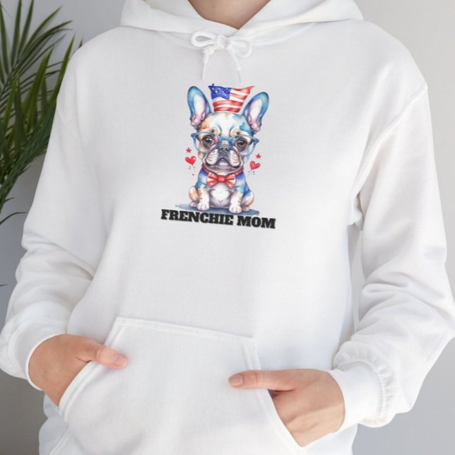 Sudadera Cute French Bulldog American Flag with Hearts (Subido por el creador)