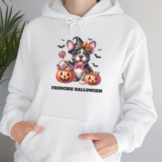 Sudadera Cute French Bulldog Halloween Candy Witch (Subido por el creador)
