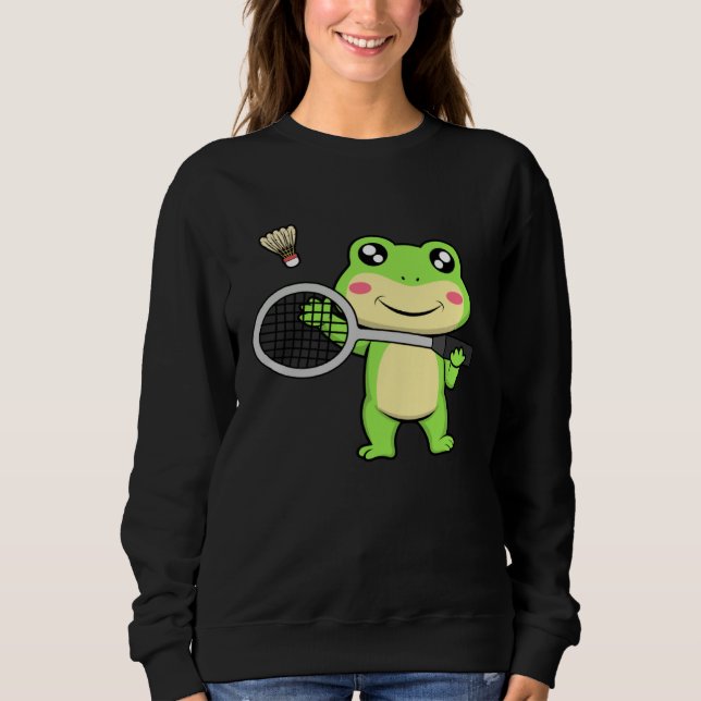 Sudadera Cute Frog Badminton Hobby Sports Shuttlecock (Anverso)
