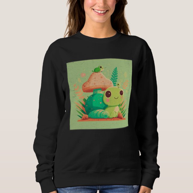 Sudadera Cute Frog Snail Illustration Shell Friends Women K (Anverso)