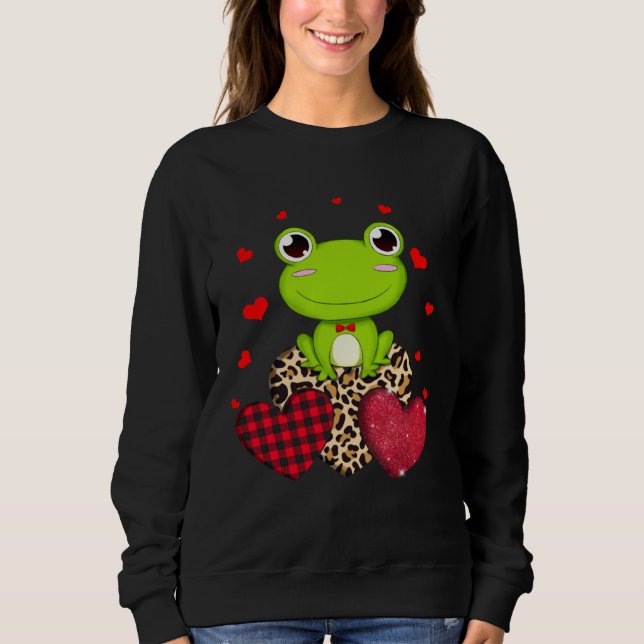 Sudadera Cute Frog With Leopard Red Plaid Heart  Ideas (Anverso)