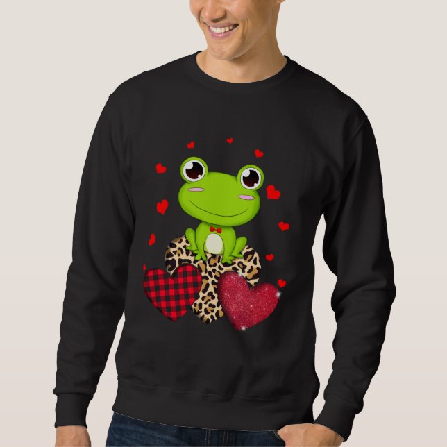 Sudadera Cute Frog With Leopard Red Plaid Heart  Ideas (Anverso)