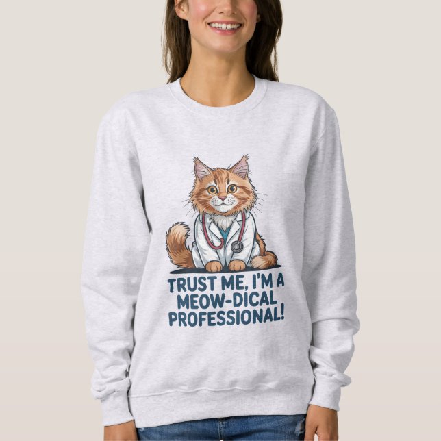 Sudadera Cute Funny Cat Medical Pun Illustration (Anverso)