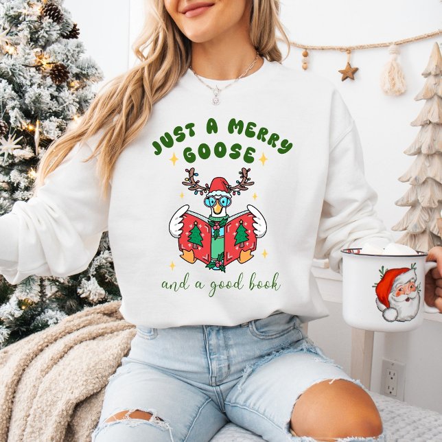 Sudadera Cute Funny Christmas Merry Goose and a Good Book  (Subido por el creador)
