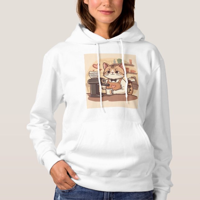 Sudadera Cute Funny Cozy Barista Cat Hoodie T-shirt