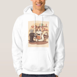 Sudadera Cute Funny Cozy Cartoon Barista Cat Hoodie T-shirt