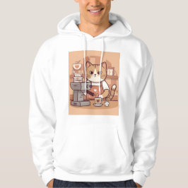 Sudadera Cute Funny Cozy Cartoon Barista Cat Hoodie T-shirt