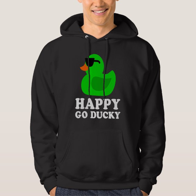 Sudadera Cute Funny Green Rubber Duck Lover Sunglasses Luck (Anverso)