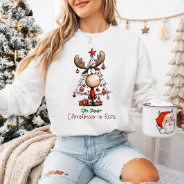 Sudadera Cute Funny Reindeer “Oh Deer, Christmas Is Here”