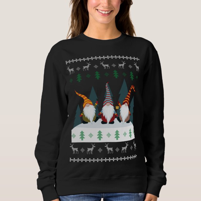 Sudadera Cute Garden Gnomes Xmas Elf Feo Navidades (Anverso)