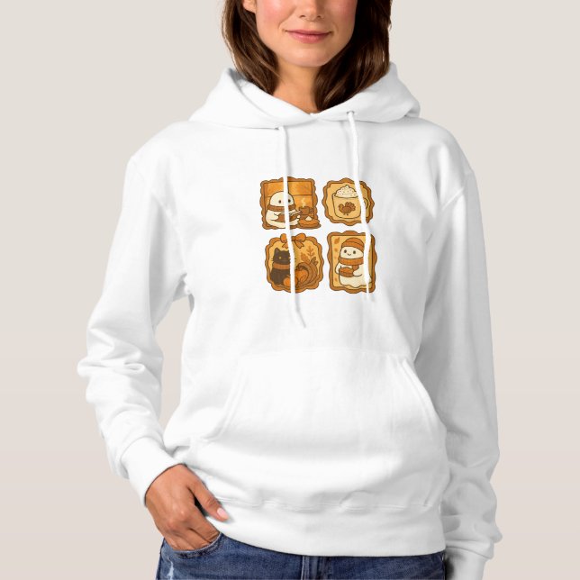 Sudadera Cute Ghost and Cat in Autumn Season | Cozy Fall (Anverso)